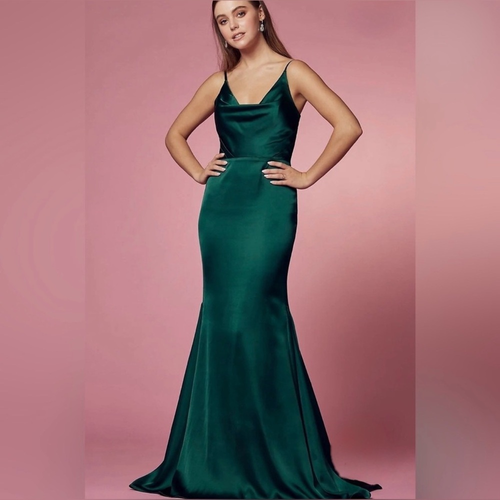 NWT‎ NOX ANABEL Simple Long Classic Dress with Cowl V-Neck in Green Sz 4 $249